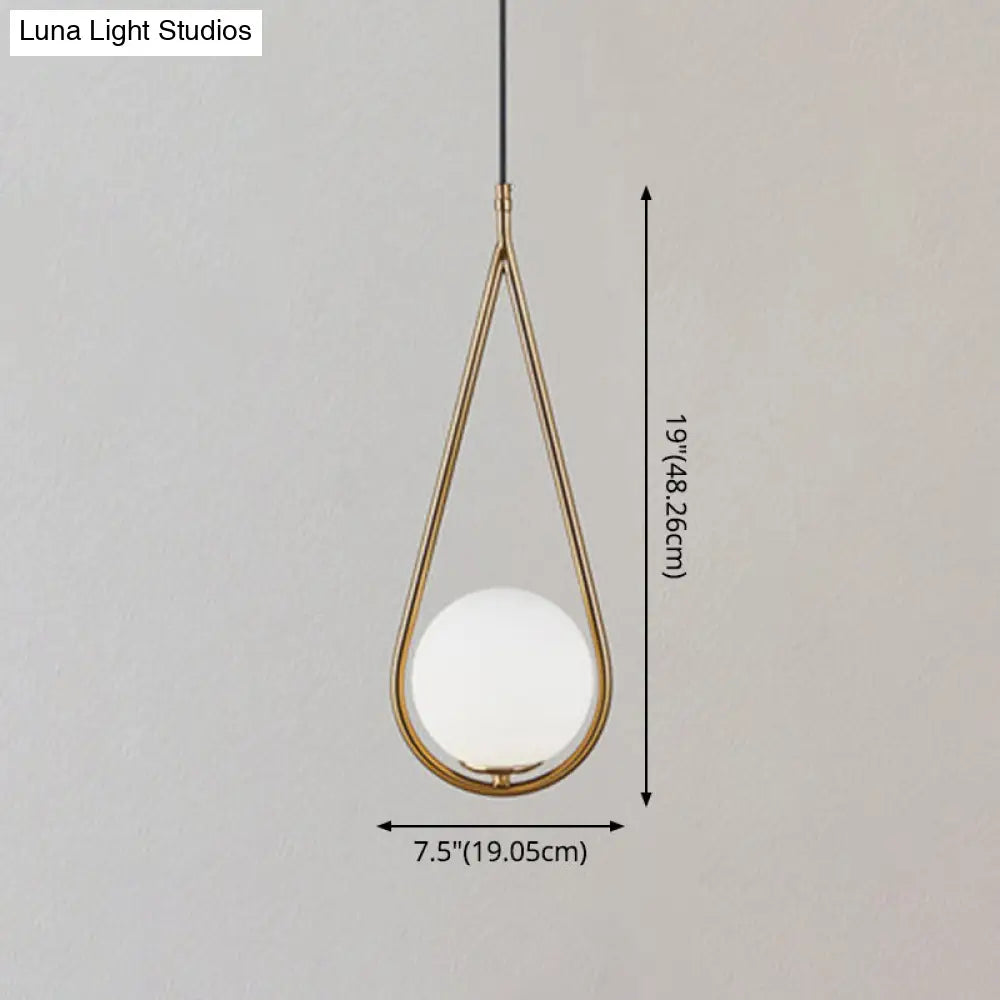 Mid-Century Modern White Glass Hanging Pendant Light For Bedroom - 1-Light Fixture
