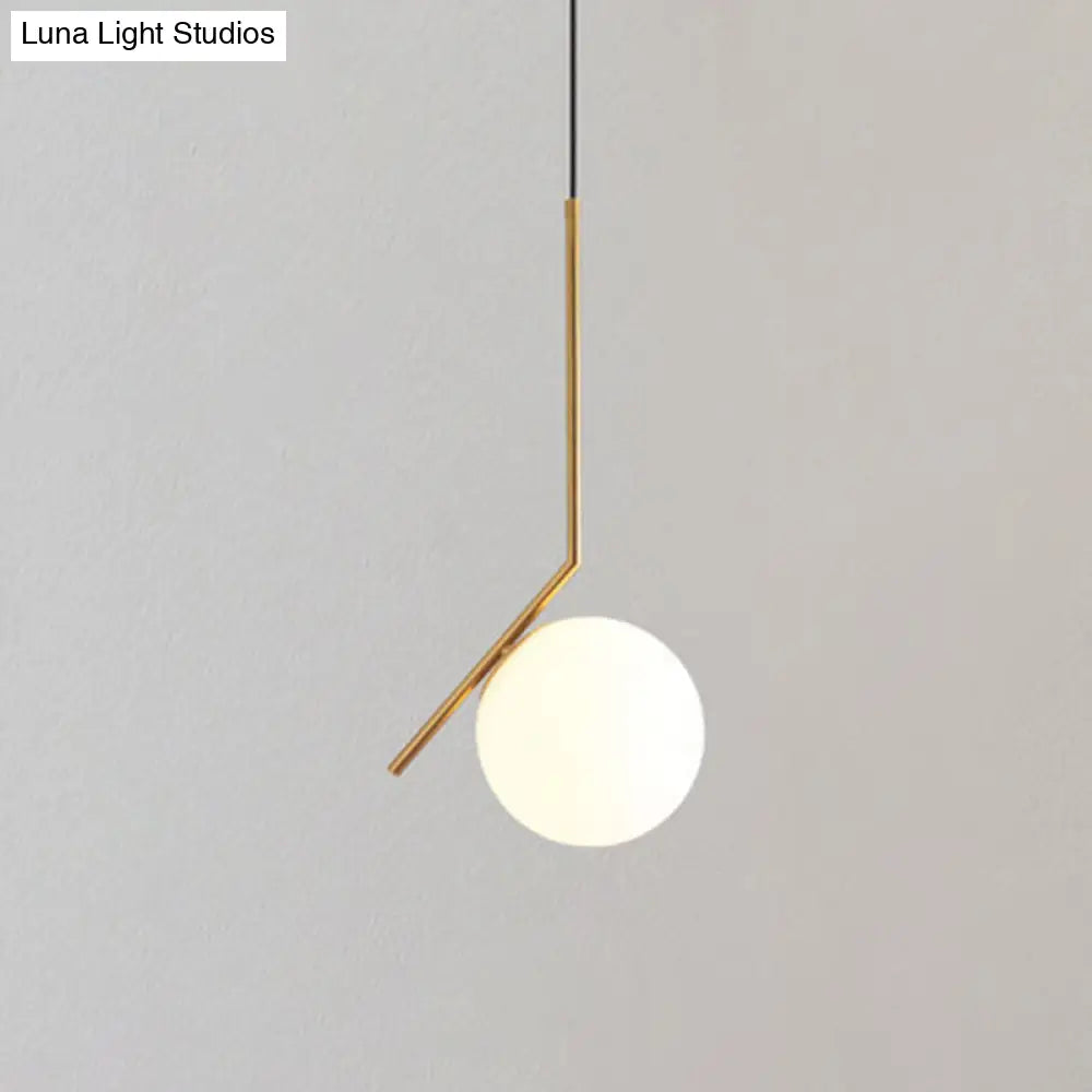 Mid-Century Modern White Glass Hanging Pendant Light For Bedroom - 1-Light Fixture
