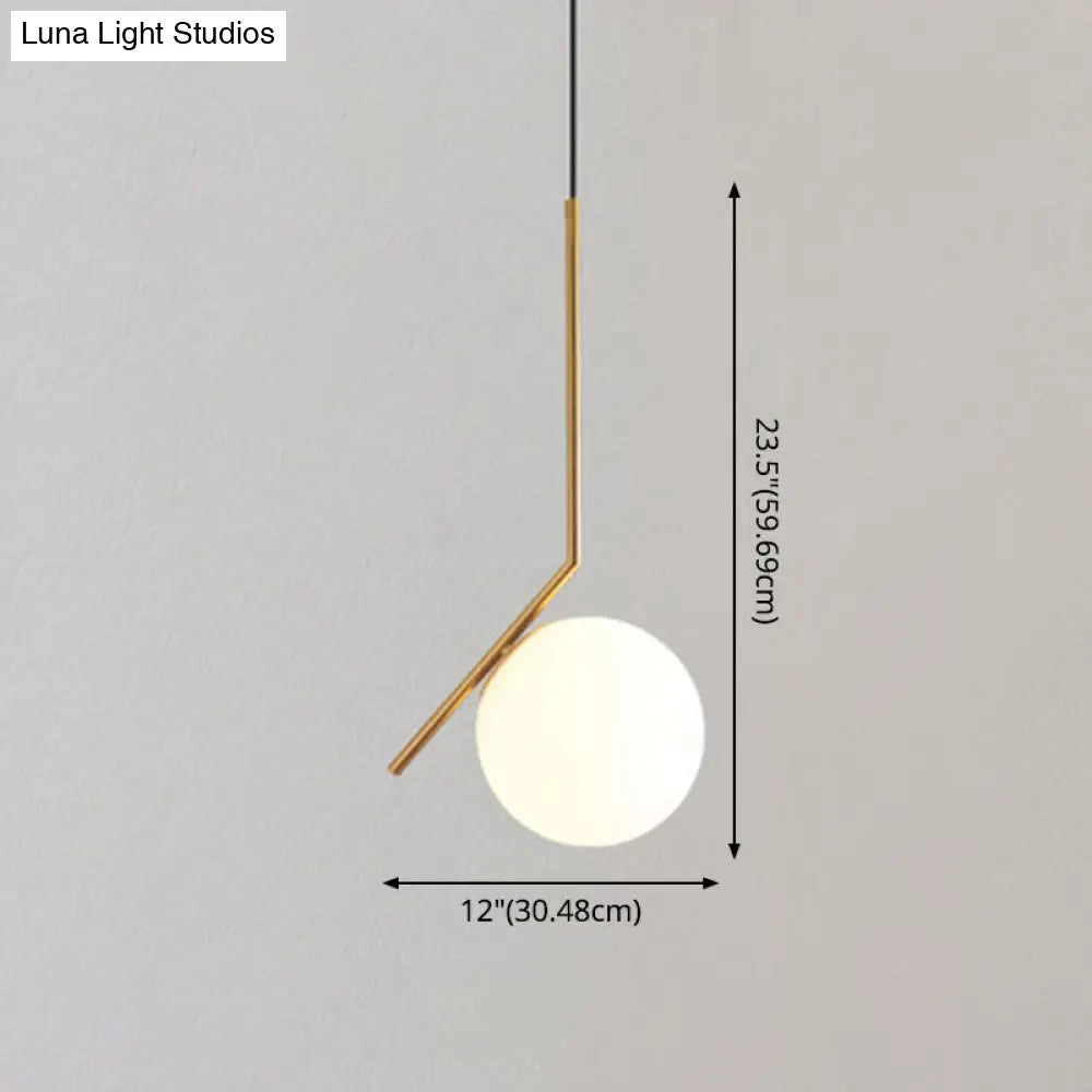 Mid-Century Modern White Glass Hanging Pendant Light For Bedroom - 1-Light Fixture