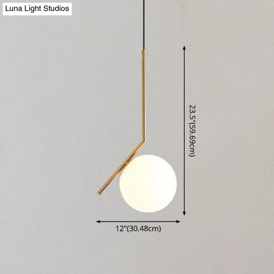 Mid-Century Modern White Glass Hanging Pendant Light For Bedroom - 1-Light Fixture
