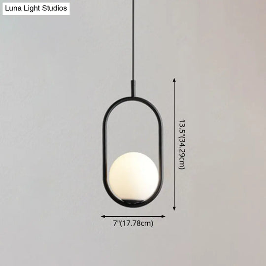 Mid-Century Modern White Glass Hanging Pendant Light For Bedroom - 1-Light Fixture