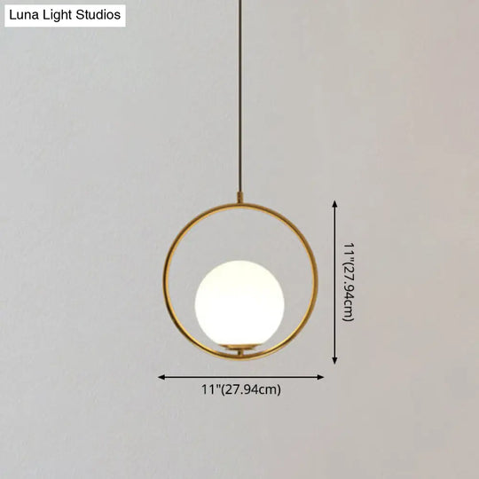 Mid-Century Modern White Glass Hanging Pendant Light For Bedroom - 1-Light Fixture