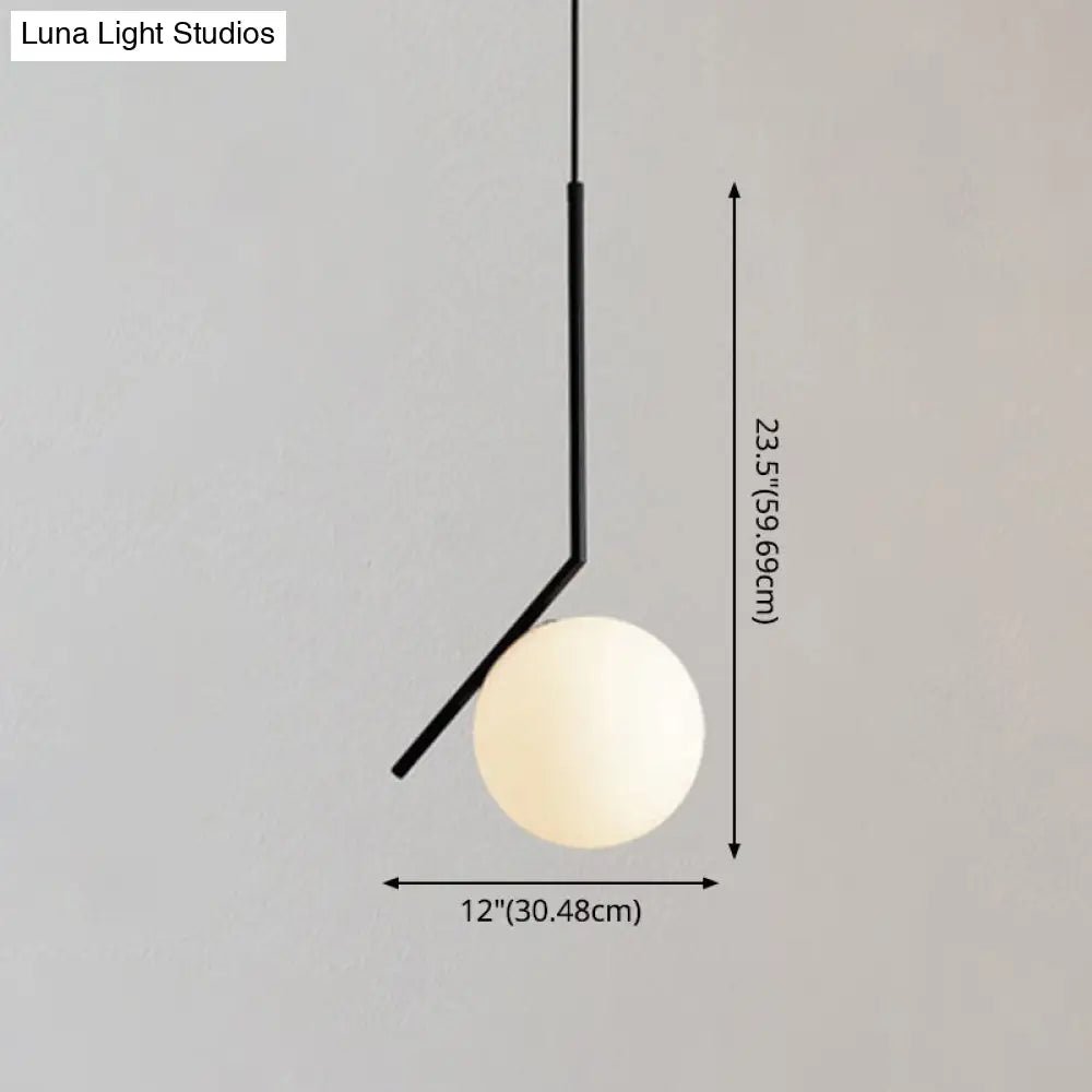 Mid-Century Modern White Glass Hanging Pendant Light For Bedroom - 1-Light Fixture