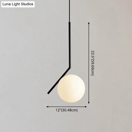 Mid-Century Modern White Glass Hanging Pendant Light For Bedroom - 1-Light Fixture