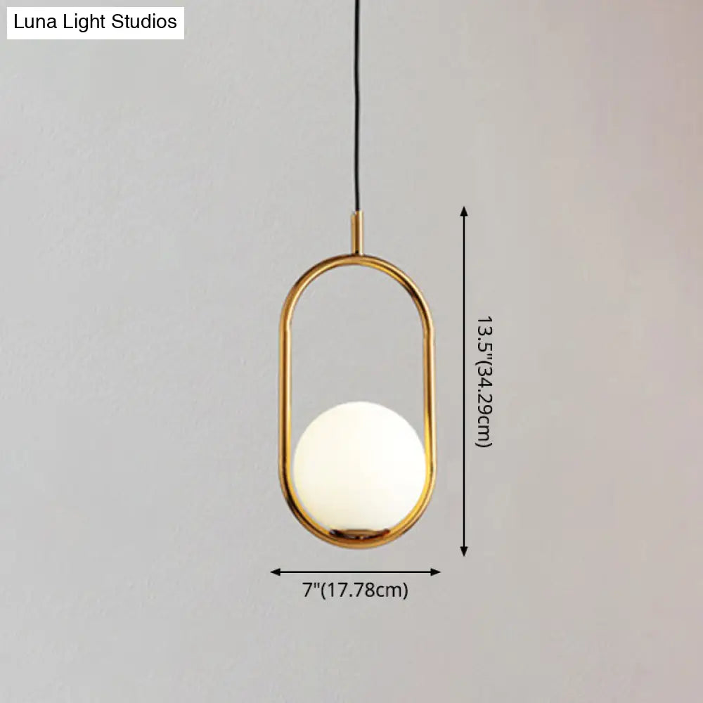 Mid-Century Modern White Glass Hanging Pendant Light For Bedroom - 1-Light Fixture