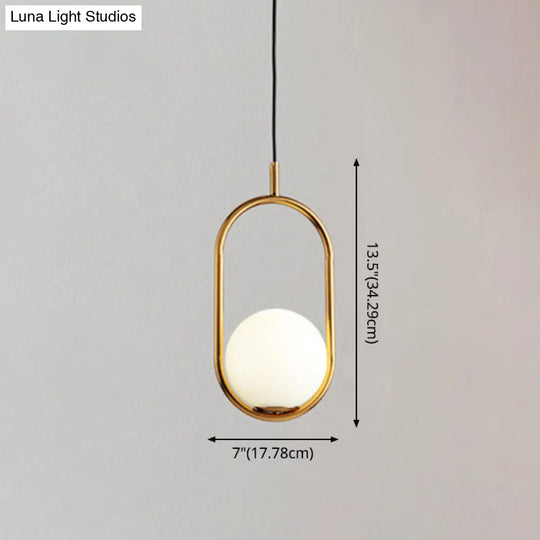 Mid-Century Modern White Glass Hanging Pendant Light For Bedroom - 1-Light Fixture