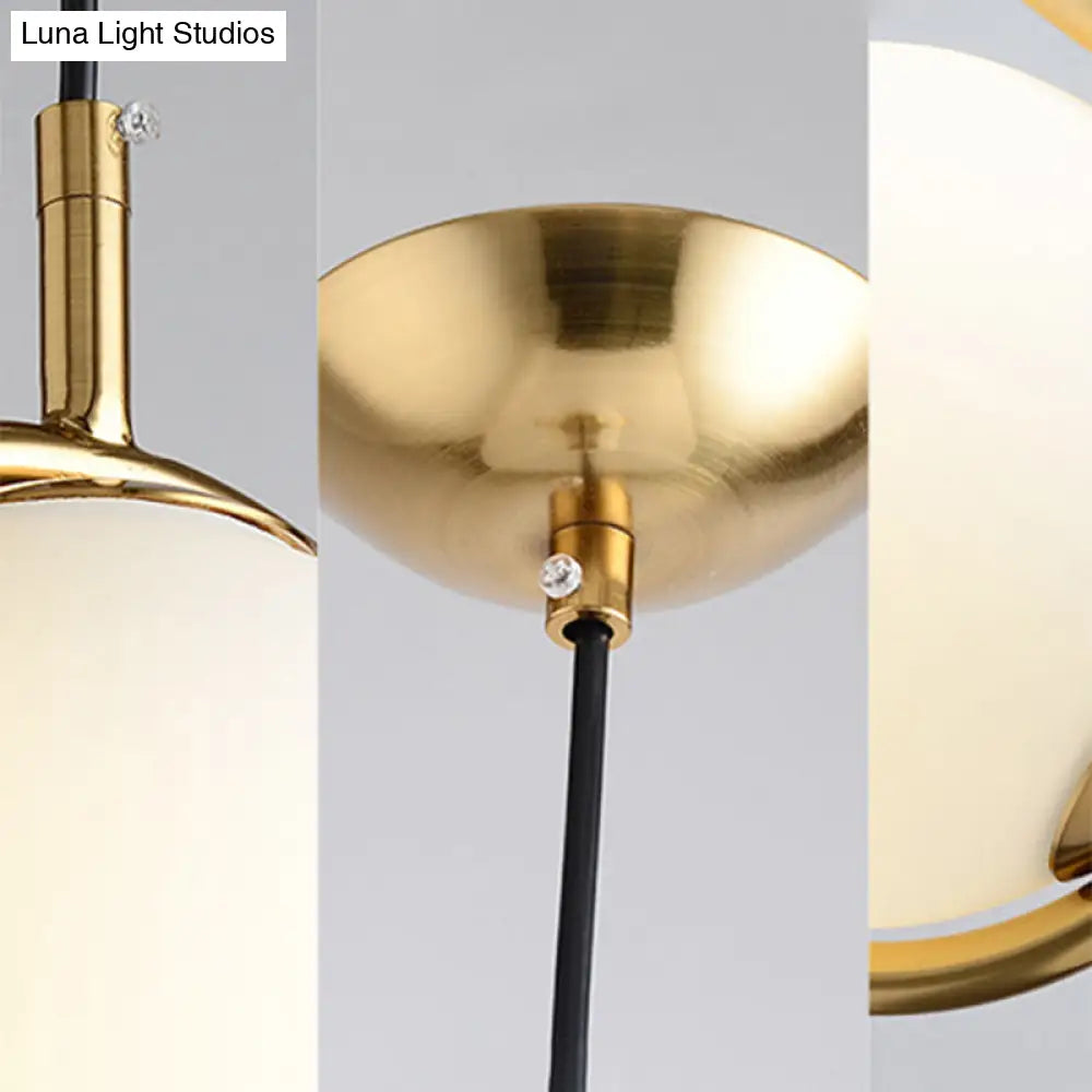 Mid-Century Modern White Glass Hanging Pendant Light For Bedroom - 1-Light Fixture