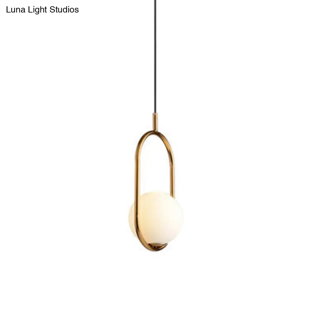 Mid-Century Modern White Glass Hanging Pendant Light For Bedroom - 1-Light Fixture