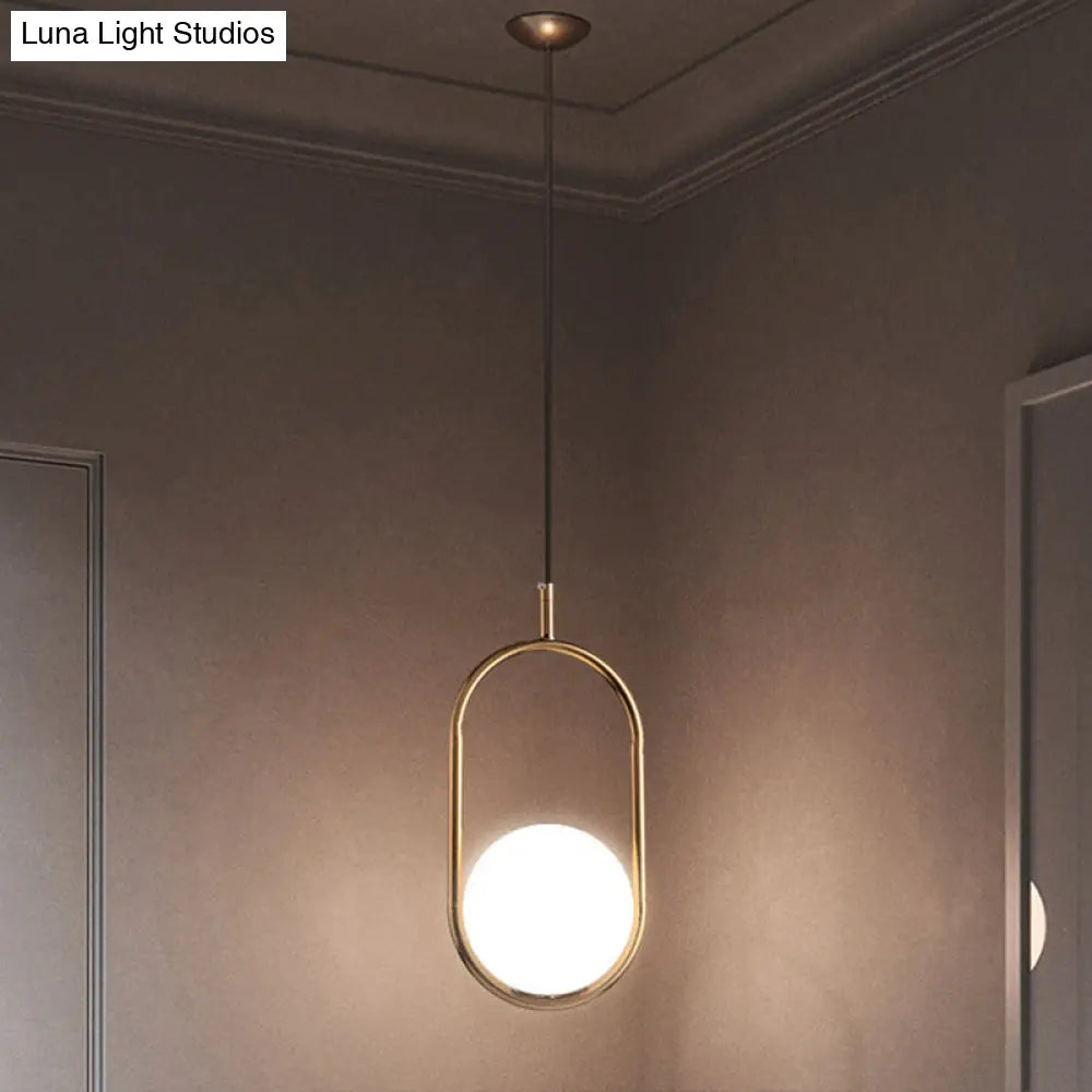 Mid-Century Modern White Glass Hanging Pendant Light For Bedroom - 1-Light Fixture