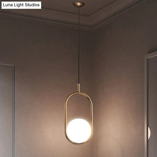 Mid-Century Modern White Glass Hanging Pendant Light For Bedroom - 1-Light Fixture