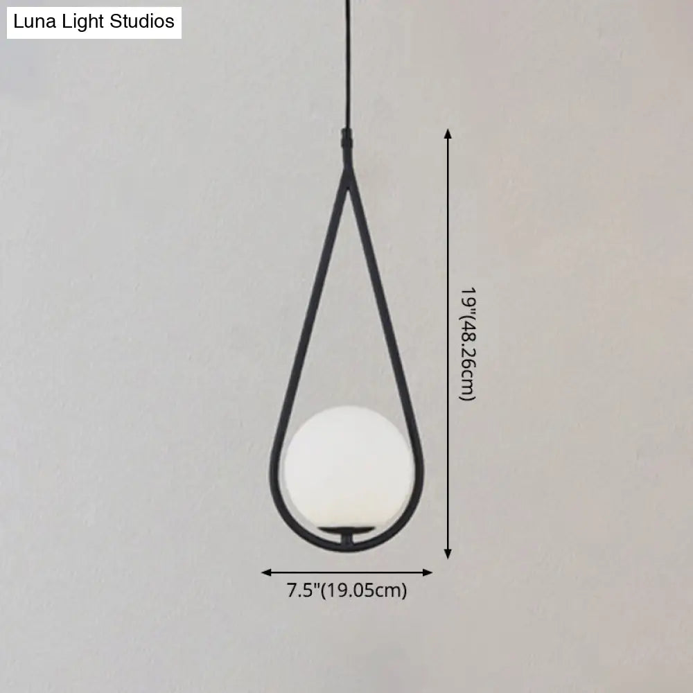 Mid-Century Modern White Glass Hanging Pendant Light For Bedroom - 1-Light Fixture