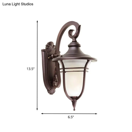 Milk Glass Coffee Sconce Lamp: Countryside Wall Mounted Light Fixture For Courtyard