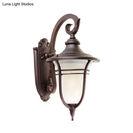Milk Glass Coffee Sconce Lamp: Countryside Wall Mounted Light Fixture For Courtyard