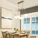 Milky Blown Glass Sphere Chandelier Pendant With Gold Finish - Postmodern 5-Head Hanging Light Kit