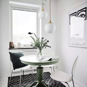 Milky Glass Ball Pendant Light: Modern Led Ceiling Lamp In Brass (6’/8’/10’ Wide) / 6’