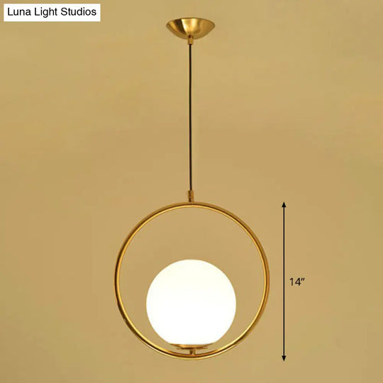Modern Milky Glass Single-Bulb Pendant Light For Kitchen Ball Design Hanging Ceiling Lighting