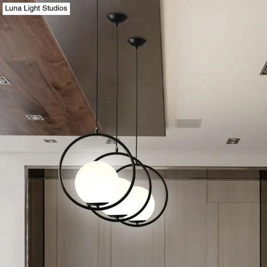 Milky Glass Kitchen Pendant Light- Modern Single-Bulb Hanging Ceiling Fixture