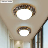Milky Glass Led Ceiling Fixture - Traditional Semi - Orb Flush Mount Light With White And