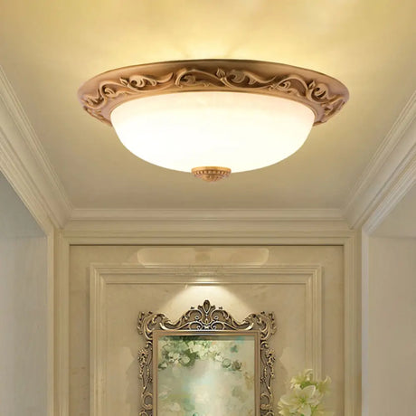 Milky Glass Led Dome Ceiling Light In Retro Style For Drawing Room - 12’/16’/19.5’ W White / 12’