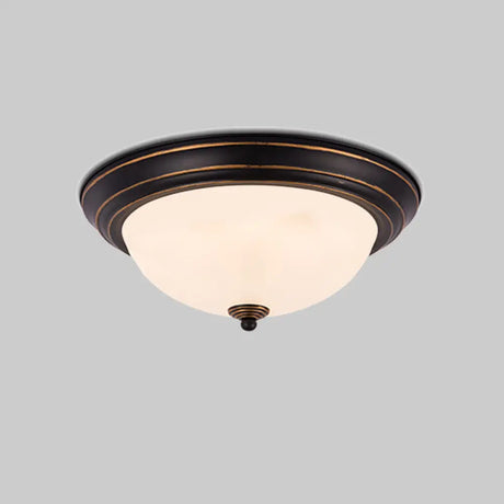 Milky Glass Led Flush Mount Ceiling Light Black For Study 13/15 W