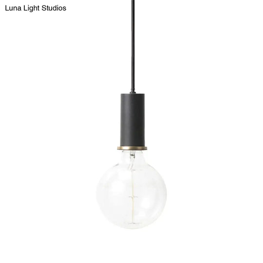 Mini Macaron Loft Metal Pendant Light - Single Hanging Lamp For Cafes Black/Blue/Pink/White
