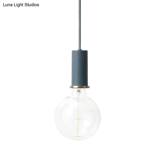 Mini Hanging Macaron Loft Metal Pendant Light - Single In Black/Blue/Pink/White Perfect For Cafes
