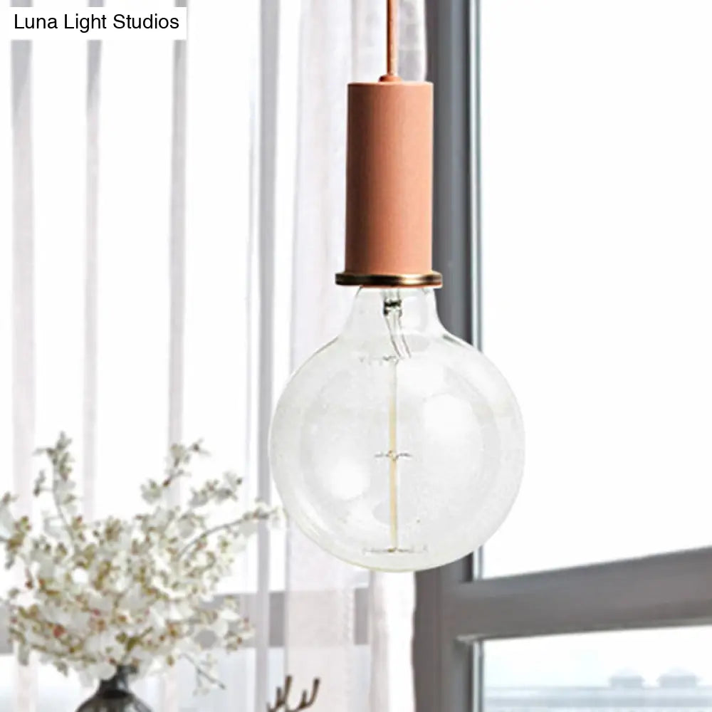 Mini Macaron Loft Metal Pendant Light - Single Hanging Lamp For Cafes Black/Blue/Pink/White Pink / 4