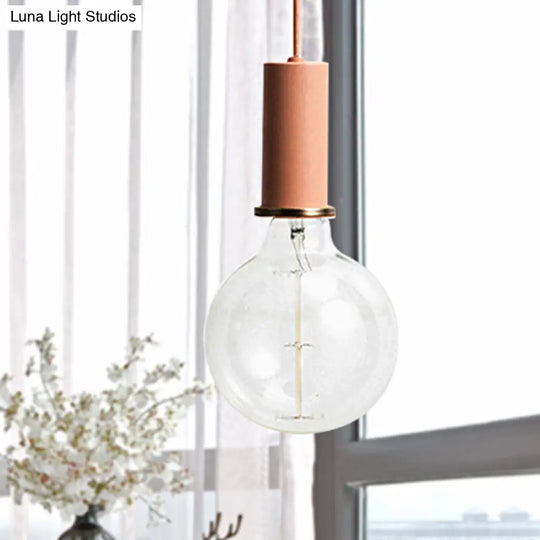 Mini Macaron Loft Metal Pendant Light - Single Hanging Lamp For Cafes Black/Blue/Pink/White Pink / 4