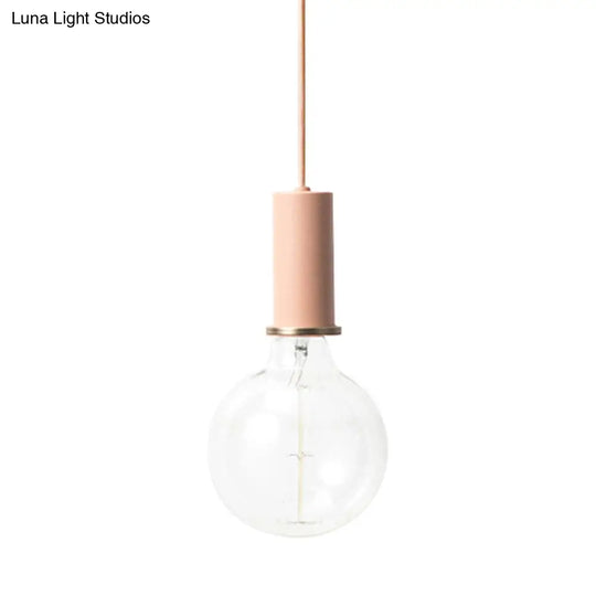 Mini Macaron Loft Metal Pendant Light - Single Hanging Lamp For Cafes Black/Blue/Pink/White