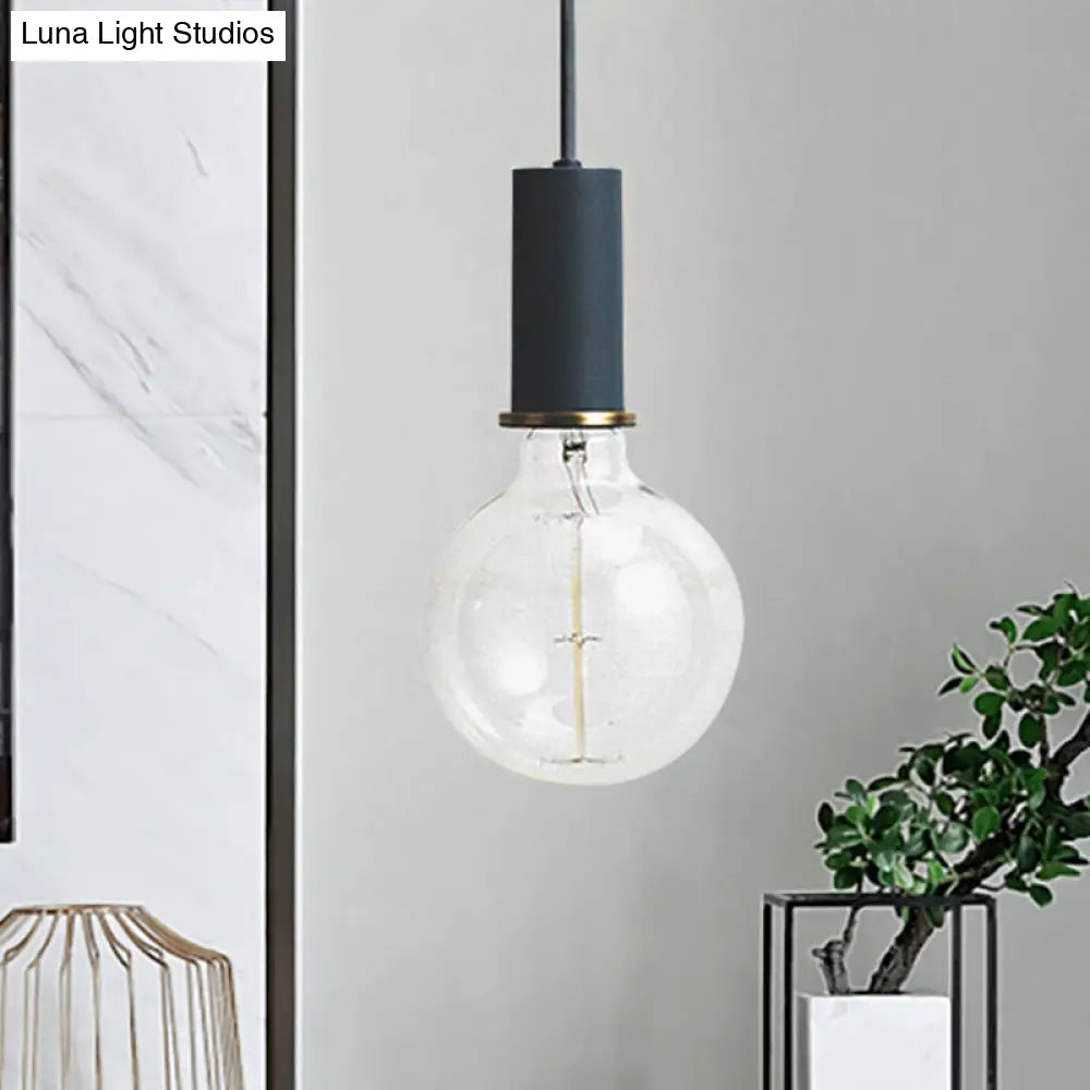 Mini Hanging Macaron Loft Metal Pendant Light - Single In Black/Blue/Pink/White Perfect For Cafes