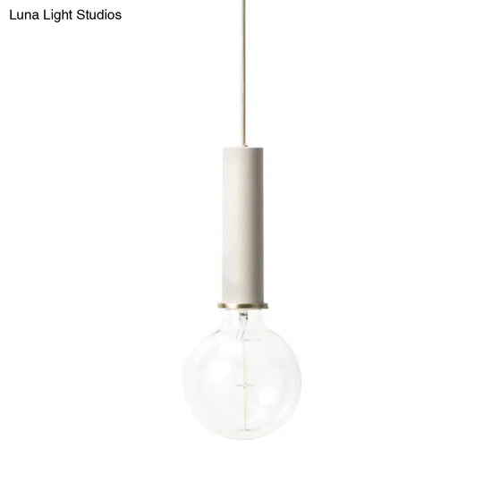 Mini Macaron Loft Metal Pendant Light - Single Hanging Lamp For Cafes Black/Blue/Pink/White
