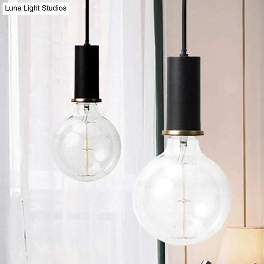 Mini Macaron Loft Metal Pendant Light - Single Hanging Lamp For Cafes Black/Blue/Pink/White