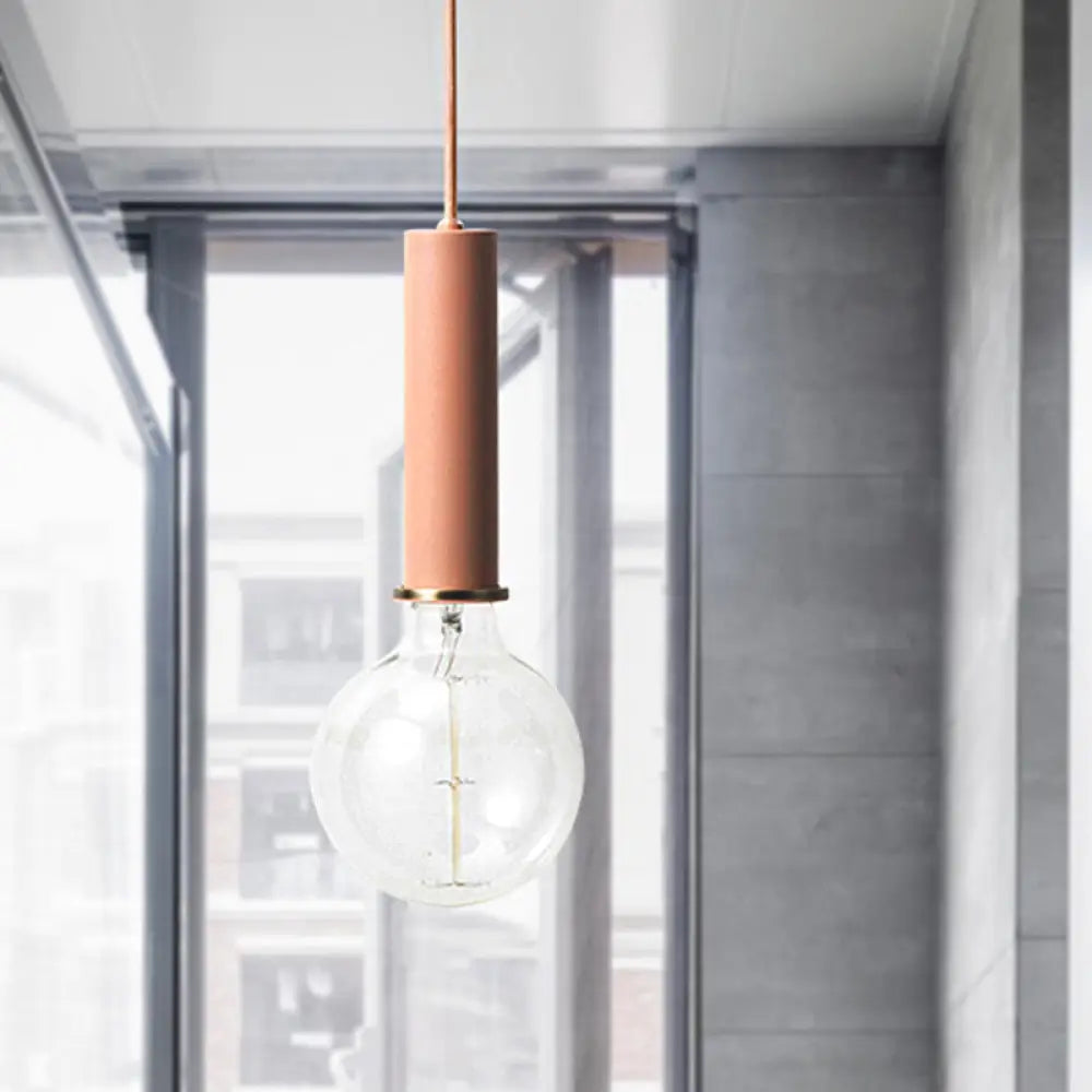 Mini Hanging Macaron Loft Metal Pendant Light - Single In Black/Blue/Pink/White Perfect For Cafes