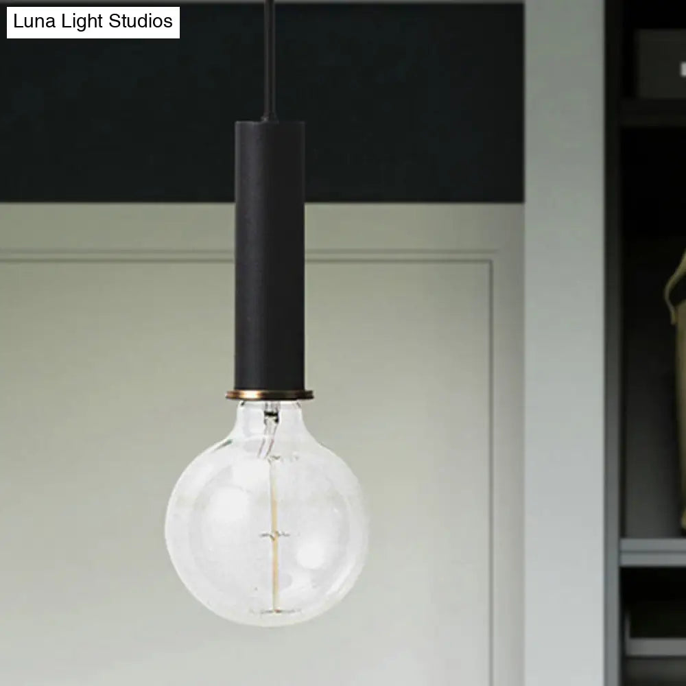 Mini Macaron Loft Metal Pendant Light - Single Hanging Lamp For Cafes Black/Blue/Pink/White Black /