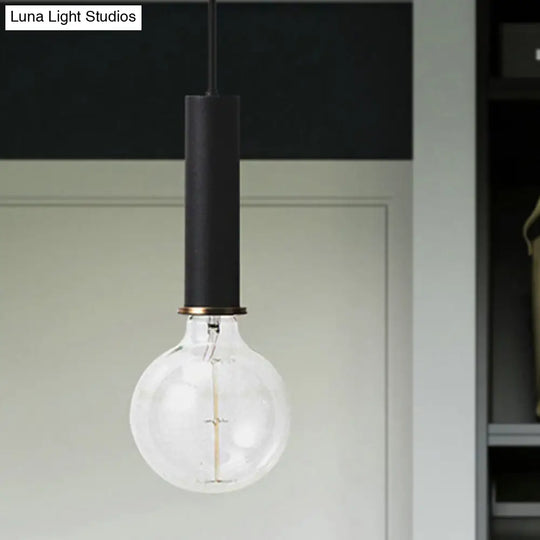 Mini Macaron Loft Metal Pendant Light - Single Hanging Lamp For Cafes Black/Blue/Pink/White Black /