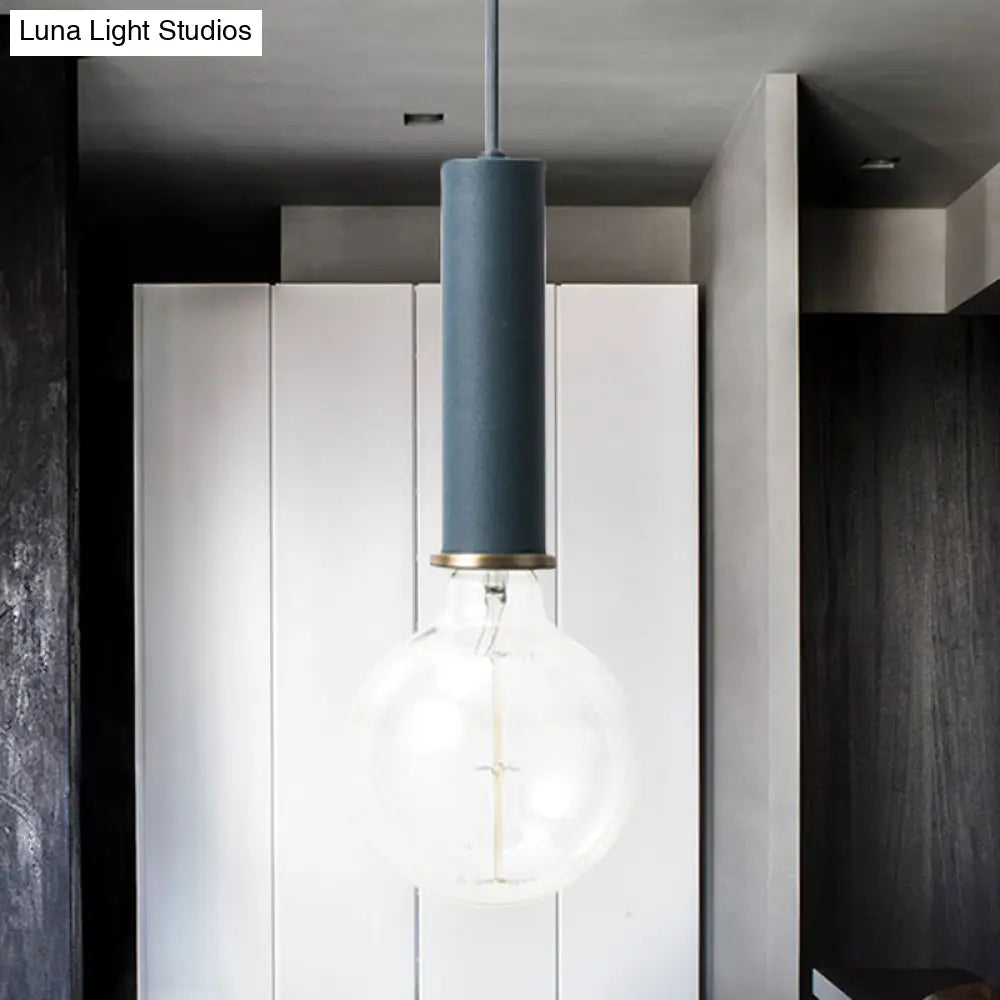 Mini Hanging Macaron Loft Metal Pendant Light - Single In Black/Blue/Pink/White Perfect For Cafes