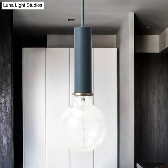 Mini Hanging Macaron Loft Metal Pendant Light - Single In Black/Blue/Pink/White Perfect For Cafes