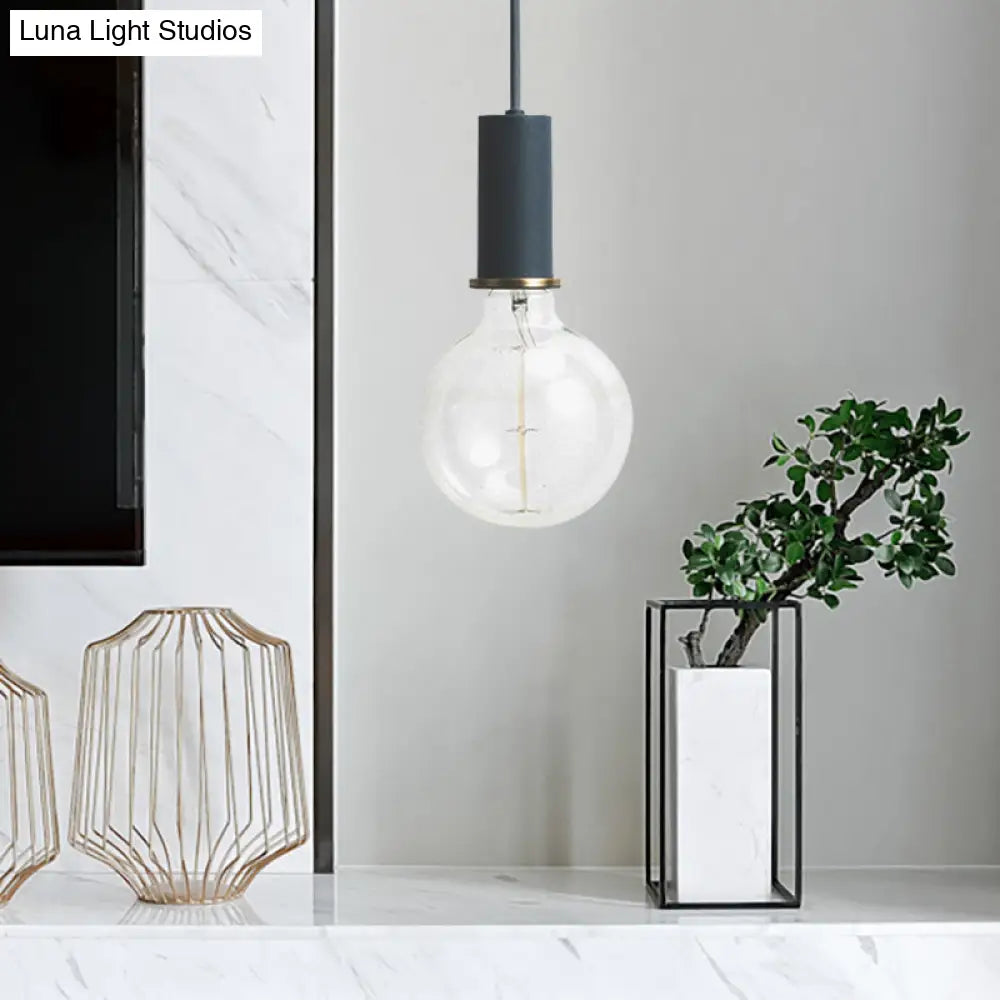 Mini Hanging Macaron Loft Metal Pendant Light - Single In Black/Blue/Pink/White Perfect For Cafes