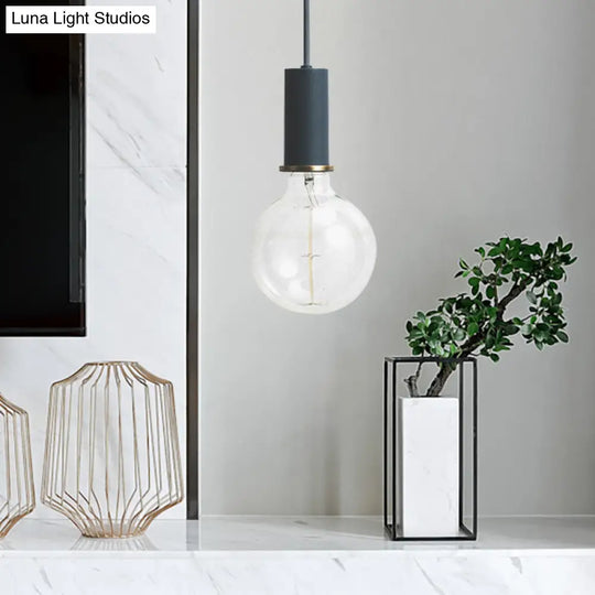 Mini Hanging Macaron Loft Metal Pendant Light - Single In Black/Blue/Pink/White Perfect For Cafes