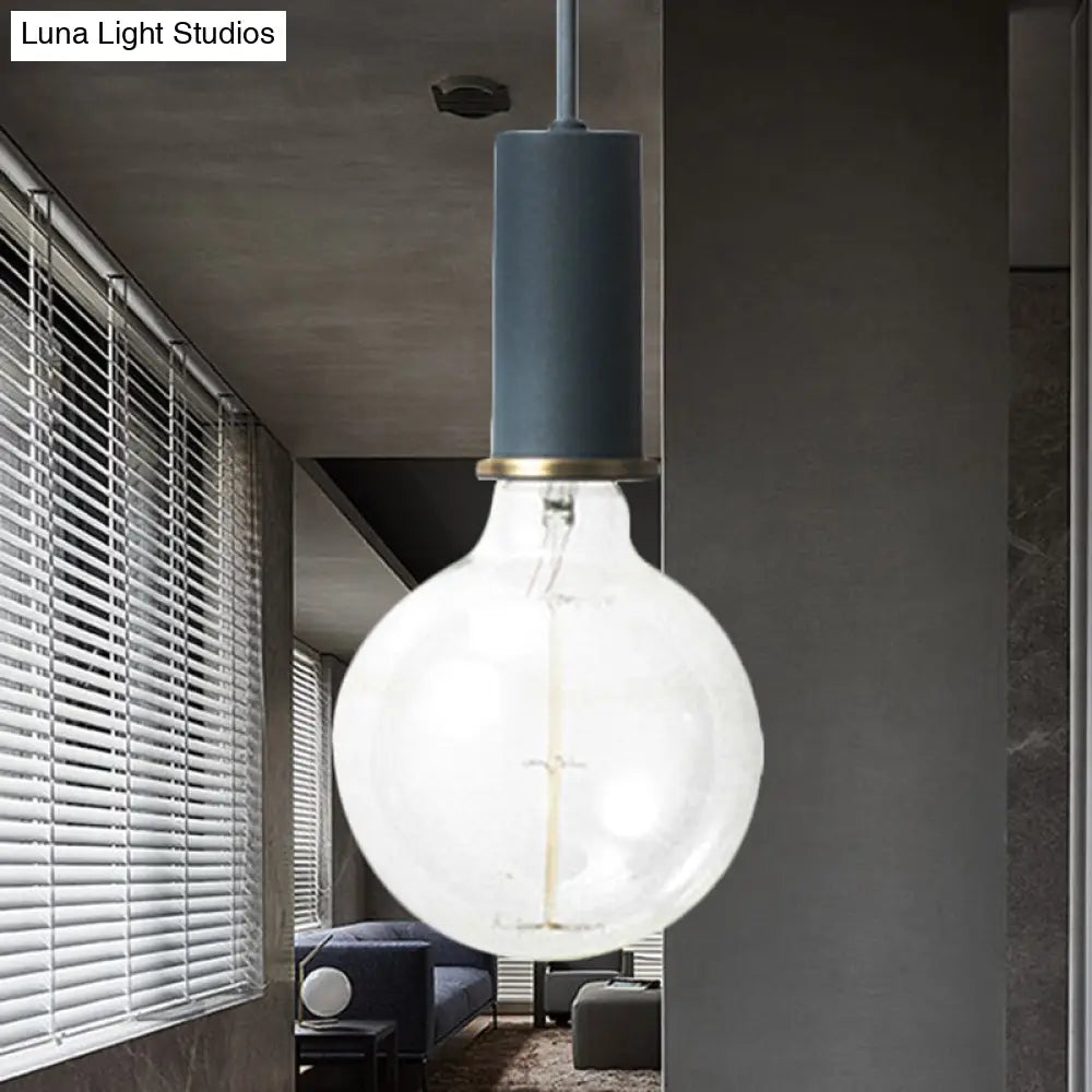 Mini Macaron Loft Metal Pendant Light - Single Hanging Lamp For Cafes Black/Blue/Pink/White Dark