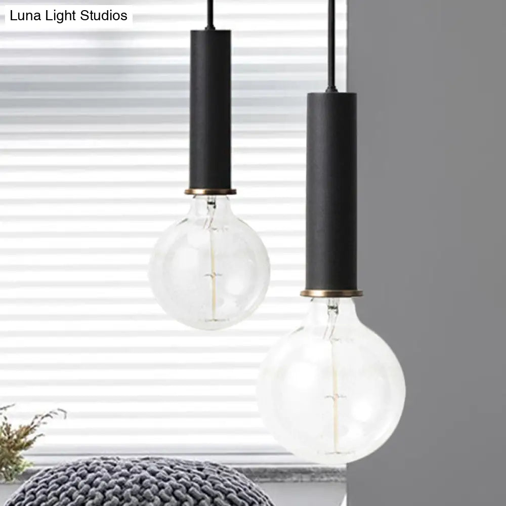 Mini Hanging Macaron Loft Metal Pendant Light - Single In Black/Blue/Pink/White Perfect For Cafes