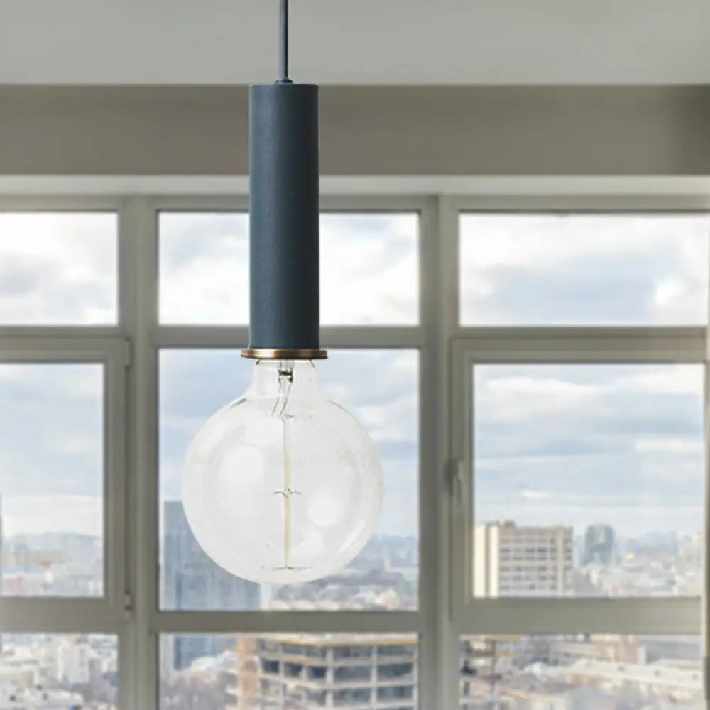 Mini Hanging Macaron Loft Metal Pendant Light - Single In Black/Blue/Pink/White Perfect For Cafes