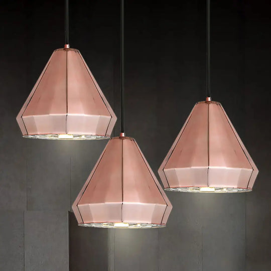 Mini Rose Gold Pendant Light For Bar Counter - Post Modern Metal Ceiling Lamp / B
