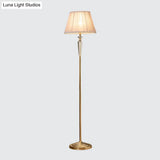 Minimal Beige/Light Purple/Royal Blue Fabric Floor Lamp With Crystal Accent - Ideal For Living Room