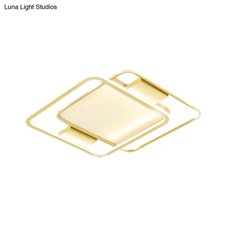 Minimal Dual Rhombus Flush Light - Gold Finish Led Metal Lamp (16.5’/20.5’ Wide) In Warm/White