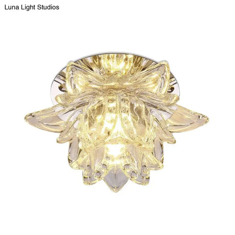 Minimal Flower Crystal Led Ceiling Mount Light In Warm/White