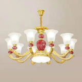 Minimal Frosted Glass Morning Glory Chandelier - Ideal Living Room Hanging Lamp 10 / Red