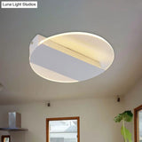 Minimal Geometric Flushmount Led Ceiling Light In Black/White/Gold - White/Warm Lighting