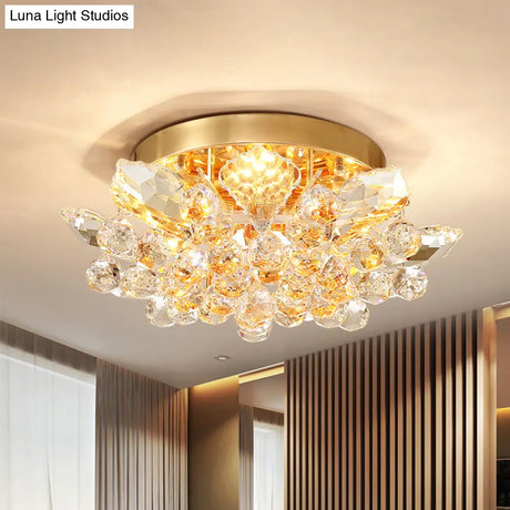 Minimal Gold/Silver Bedroom Flush Ceiling Light With Irregular Crystal Shade - Set Of 4