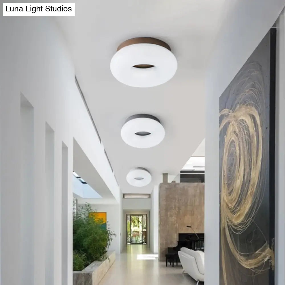 Minimal Grey/Coffee Led Ceiling Mount Light - Modern Acrylic Shade Corridor Flushmount Coffee /